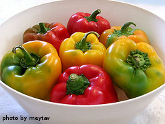 Bowl Of Multi-Colored Sweet Peppers