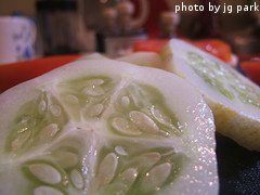 cucumber slices with seeds